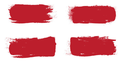 Red brush stroke set isolated on background. Collection of trendy brush stroke vector for red ink paint, grunge backdrop, dirt banner, watercolor design and dirty texture. Brush stroke vector