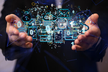 data Internet infrastructure concept. Abstract technology background. 3D rendering.