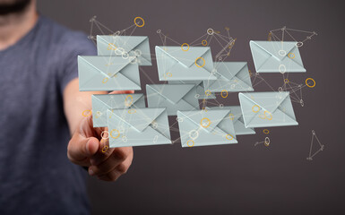 flying email icon and web flying
