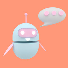 Robot chatbot icon 3d. Cute AI bot helper mascot character cartoon symbol business assistant. 3d render.