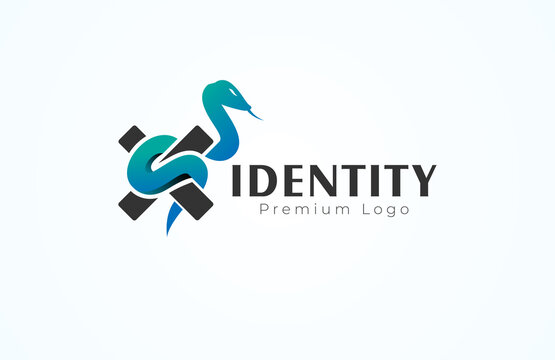 Snake logo. letter x or cross icon with snake combination. usable for brand or business logo. vector illustration
