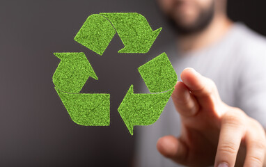 Green recycle sign, three arrows 3D