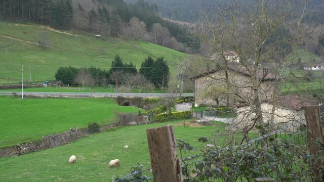  basque traditional  rural house in atxondo valley, basque country, spain