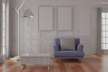 photo frame. mockup. room interior 3d rendering
