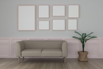 photo frame. mockup. room interior 3d rendering