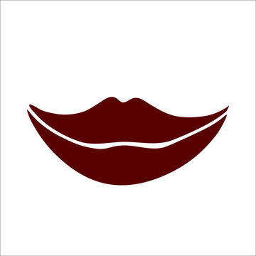 Image of a body part of red lips that smile