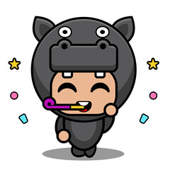 cute hippopotamus amphibian mascot costume character cartoon character whistle birthday