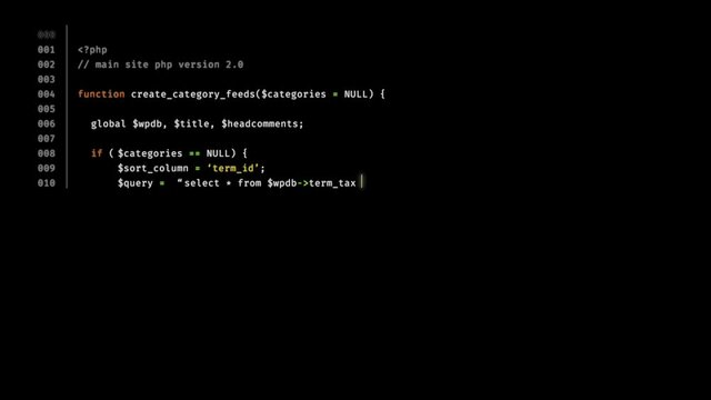 Generic PHP source code building on a screen.