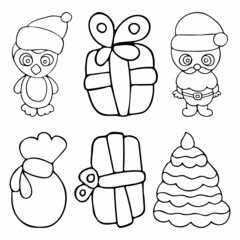 Set of Merry Christmas in doodle style.