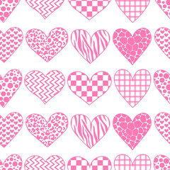 Seamless pattern Hearts Valentines day animal print ornaments vector illustration