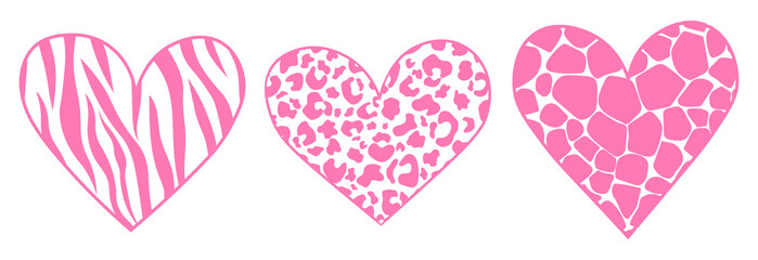 Hearts Valentines day animal print ornaments vector illustration