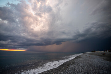 Santa Maria dei Cedri beach under a storm in Cosenza Calabria Italy
