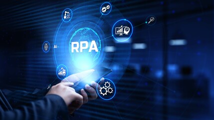 RPA Robotic process automation business process optimisation innovation technology concept.