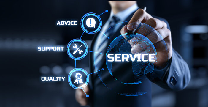 Service customer satisfaction technical support concept on virtual screen.