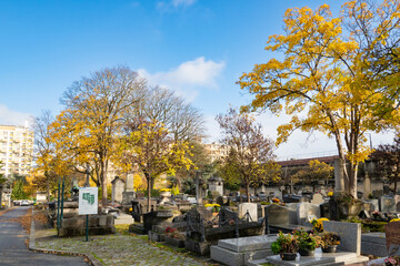 Paris, France - November 14th 2021: The highest point of the city the graveyard of Belleville.