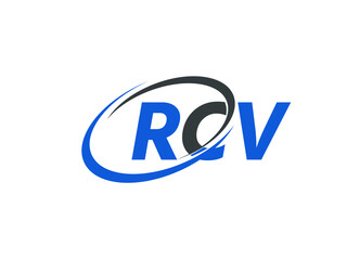 RCV letter creative modern elegant swoosh logo design