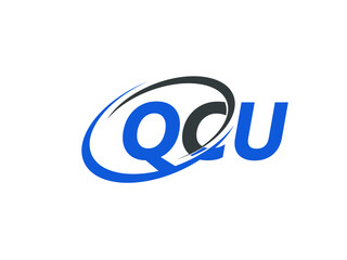 QCU letter creative modern elegant swoosh logo design