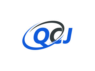 QCJ letter creative modern elegant swoosh logo design
