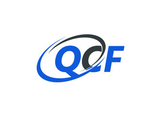 QCF letter creative modern elegant swoosh logo design