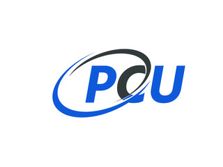 PCU letter creative modern elegant swoosh logo design