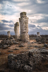 Pobiti Kamani planted stones, mystical natural sea bed rock formations rare attraction in Eastern europe,Bulgaria