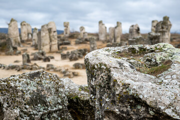 Pobiti Kamani planted stones, mystical natural sea bed rock formations rare attraction in Eastern europe, Bulgaria