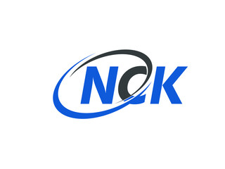 NCK letter creative modern elegant swoosh logo design