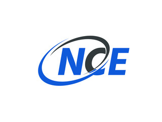 NCE letter creative modern elegant swoosh logo design