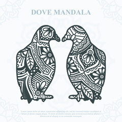DOVE Mandala. Boho Style elements. Animals boho style drawn. vector illustration.