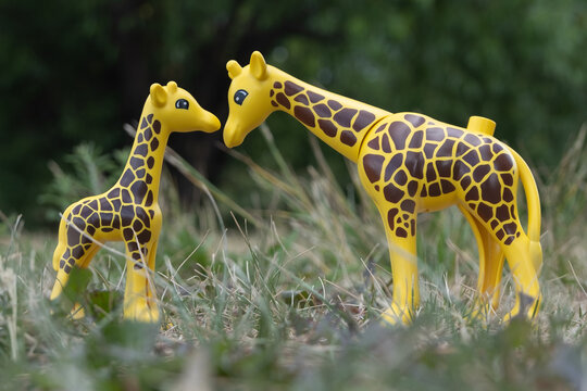 Chelyabinsk, Russian Federation - June 26, 2020 - Family values and parenting concept. Lego Duplo Giraffe Figures.