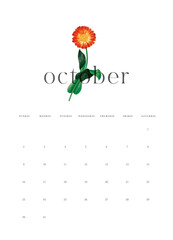 Calendario floral año 2022 en inglés