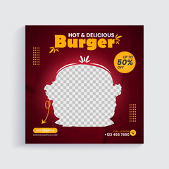 Online food promotion with social media square banner template