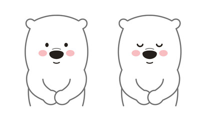 Portrait of polar bear bowing to someone. Vector illustration isolated on a white background.