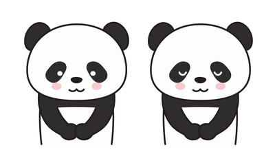 Portrait of panda bowing to someone. Vector illustration isolated on a white background.