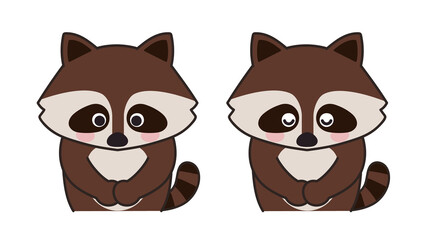 Portrait of raccoon bowing to someone. Vector illustration isolated on a white background.