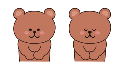 Portrait of bear bowing to someone. Vector illustration isolated on a white background.