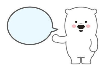 Polar bear talking to someone with a speech bubble. Vector illustration isolated on a white background.