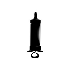 Culinary syringe. Vector illustration. Monochrome.