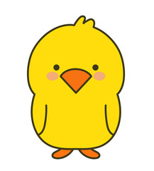 Chick waiting for a friend. Vector illustration isolated on a white background.