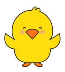 Chick feeling great joy. Vector illustration isolated on a white background.