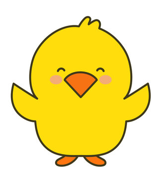 Chick feeling great joy. Vector illustration isolated on a white background.