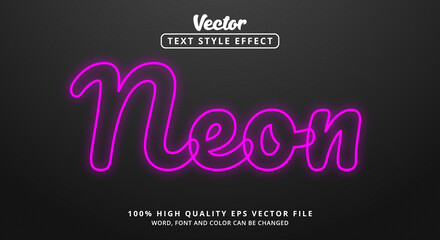Editable text effects, Neon text with modern color style and glowing text