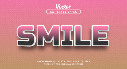Editable text effect, Smile modern style and color pink and white style