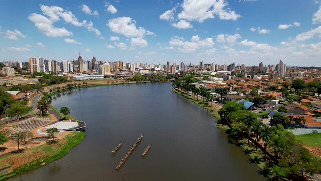 Sao Jose do Rio Preto at Sao Paulo state Brazil. Travel destination. Tropical scenery. Countryside metropolis landscape aerial landscape.