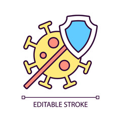 Covid insurance RGB color icon. Coronavirus treatment financial coverage. Protection during pandemic. Isolated vector illustration. Simple filled line drawing. Editable stroke. Arial font used
