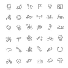 Fototapeta na wymiar Bike tools and equipment part icon set. Bike and attributes