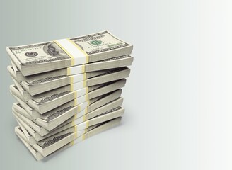 New design dollar bucks or bundles stack of bundle of 100 US dollars concept