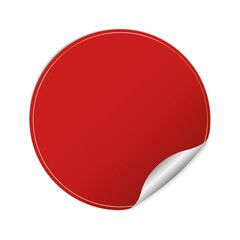 Obraz na płótnie Canvas red round sticker vector banner with gold frame on white background