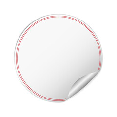 white round sticker vector banner with red frame on white background