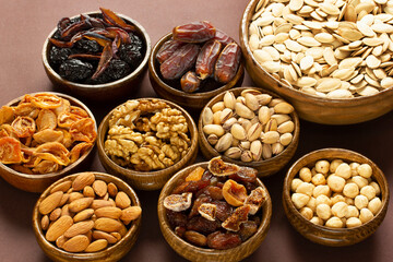 mixed nuts and date fruits